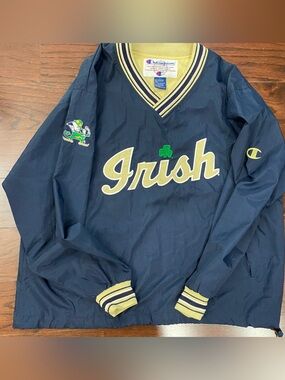Notre Dame Fighting Irish NCAA Vintage 90s Champion Blue Sewn Pullover Jacket L